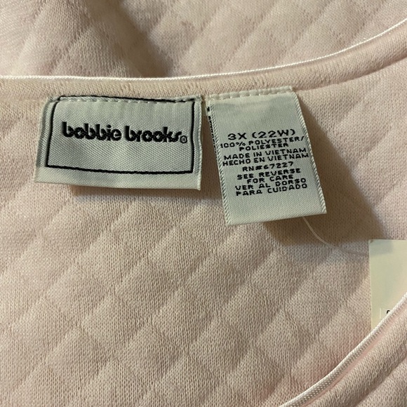Vintage Bobbie Brooks House Coat Embroidered Robe pockets piping zipper Pink 3X - Picture 5 of 8